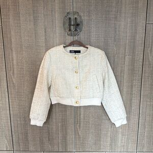 Zara Textured Weave Bomber Jacket‎